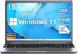 SGIN 12GB DDR4 512GB SSD Computers, 15.6" Windows 11 Laptop, FHD 1920X1080 Screen Laptop, High Performance Quad-Core Intel Celeron N5095 Processors, Webcam, Bluetooth 4.2, 2.4G/5G WiFi