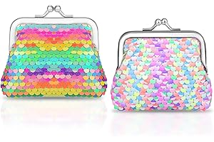 Girls Coin Purse: 2-Pack of Adorable Nylon Coin Purses with Double-Sided Sequins...