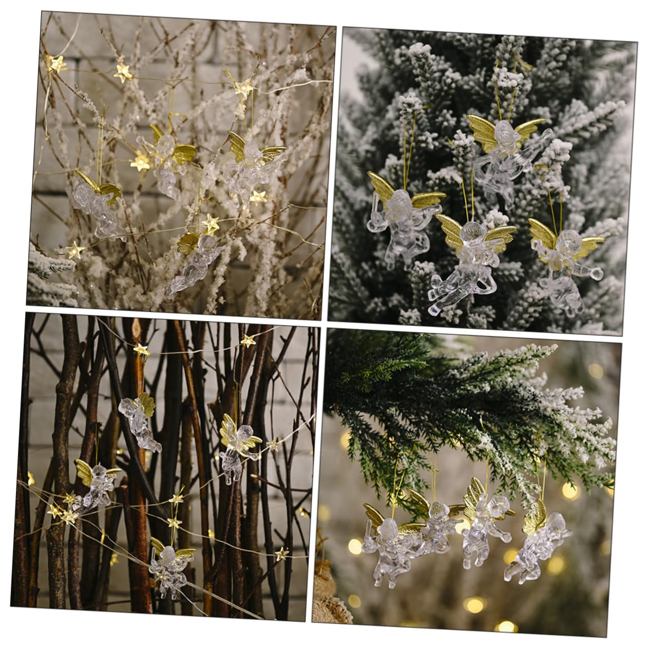 PRETYZOOM 60 Pz Ciondolo angelo trasparente ornamento bambola angelo decorazioni natalizie per la casa pendenti natalizi ciondolo natalizio ornamento da appendere di Natale di natale