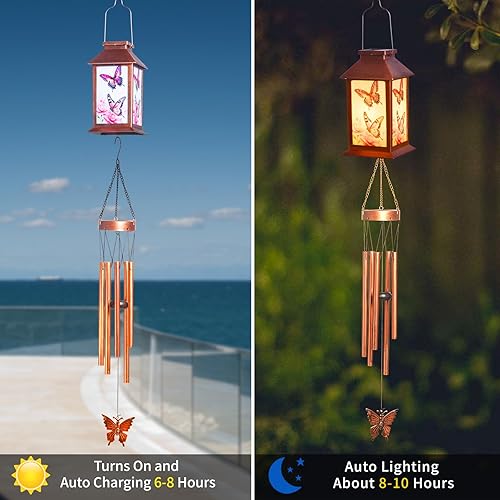 Vista 68 de JOBOSI Red Cap Green Colibrí Carillones de viento Regalos para mamá Carillones de viento Solares Colibríes Campanas de viento Brillantes Decoración