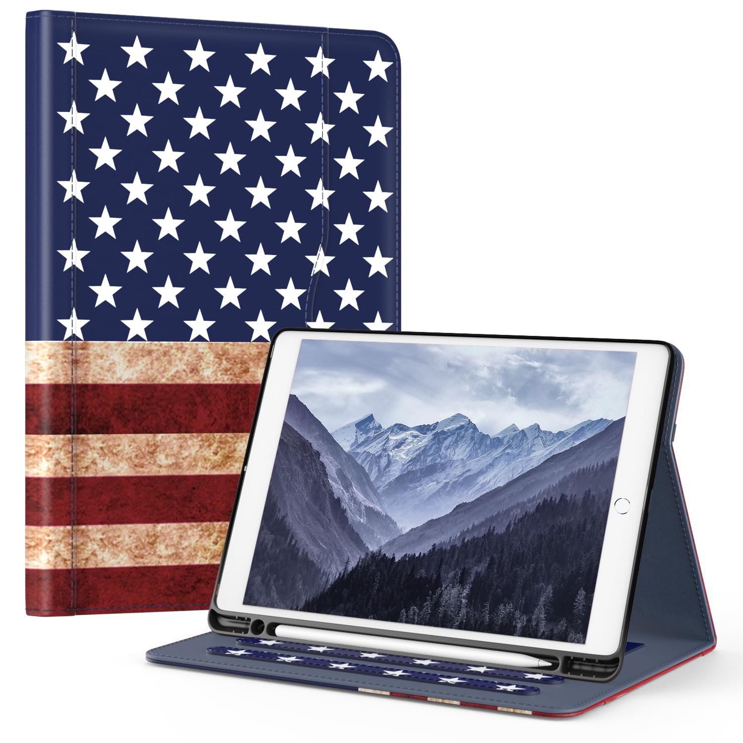 OKP Case for iPad 9th Generation 2021 / 8th Generation 2020/ 7th Gen 2019 10.2 inch Case with Multi-Angle Viewing PU Leather Flio Stand Cover with