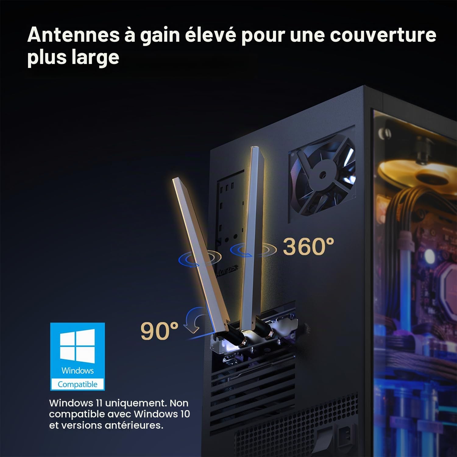TP-Link - Carte Wi-FI 7 BE6500 PCIe WiFi pour PC de Bureau (Archer TBE400E) - Bluetooth 5.4, WPA3, tribande 2882Mbps, antennes multidirectionnelles et clé USB pour Une Installation Rapide (Uniquement