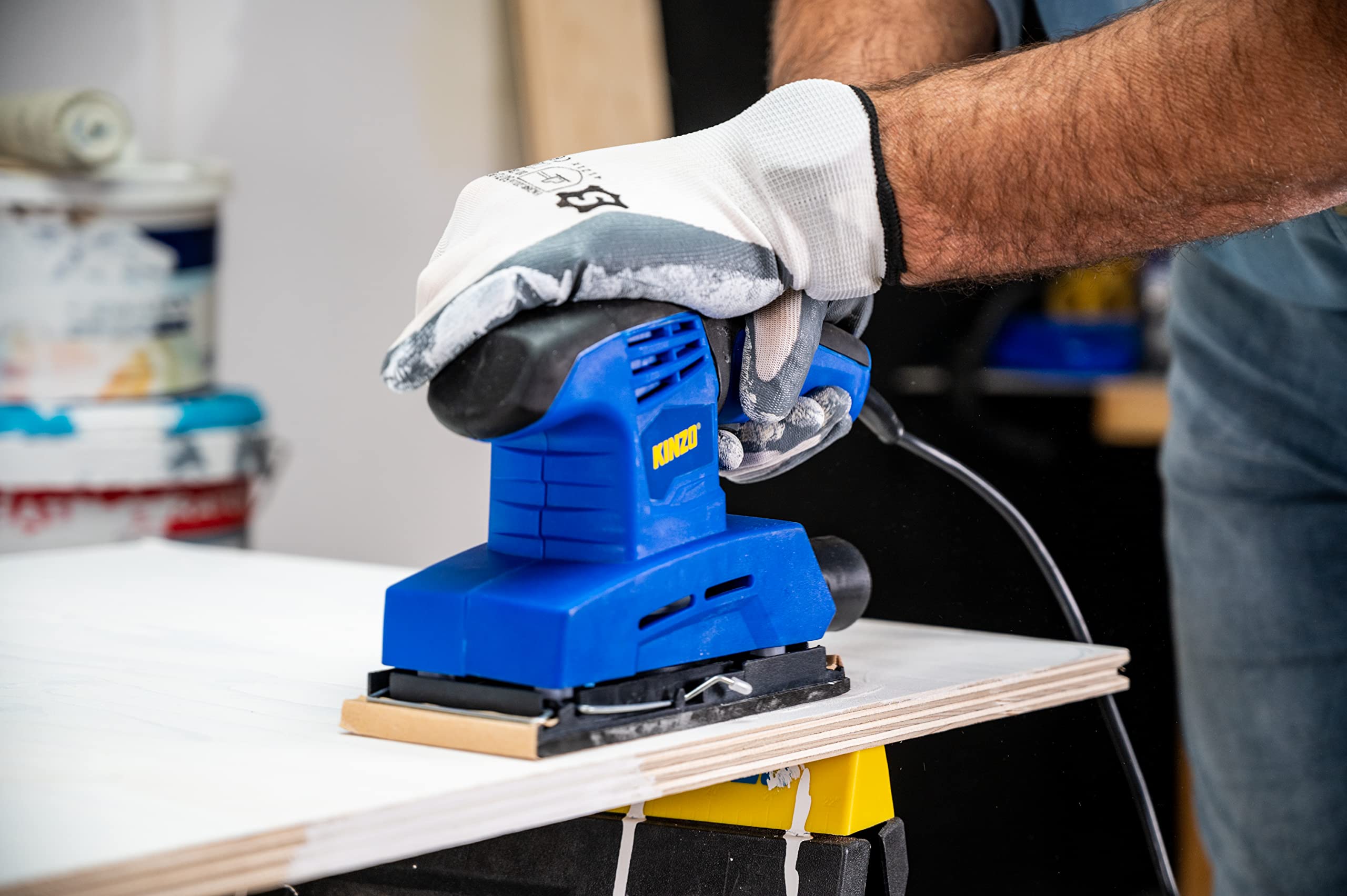 Kinzo Smerigliatrice – 230 V – Blu – Lavorazione del legno – Levigatrice orbitale