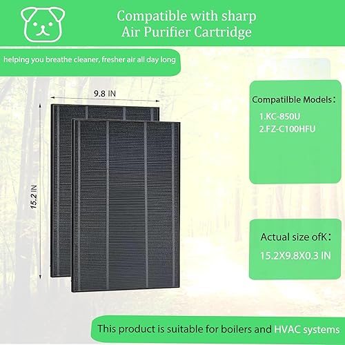 Miniatura 3 de Filtro de repuesto KC850U compatible con purificador de aire afilado KC-850U, filtro de carbón activado HEPA, número de pieza de repuesto