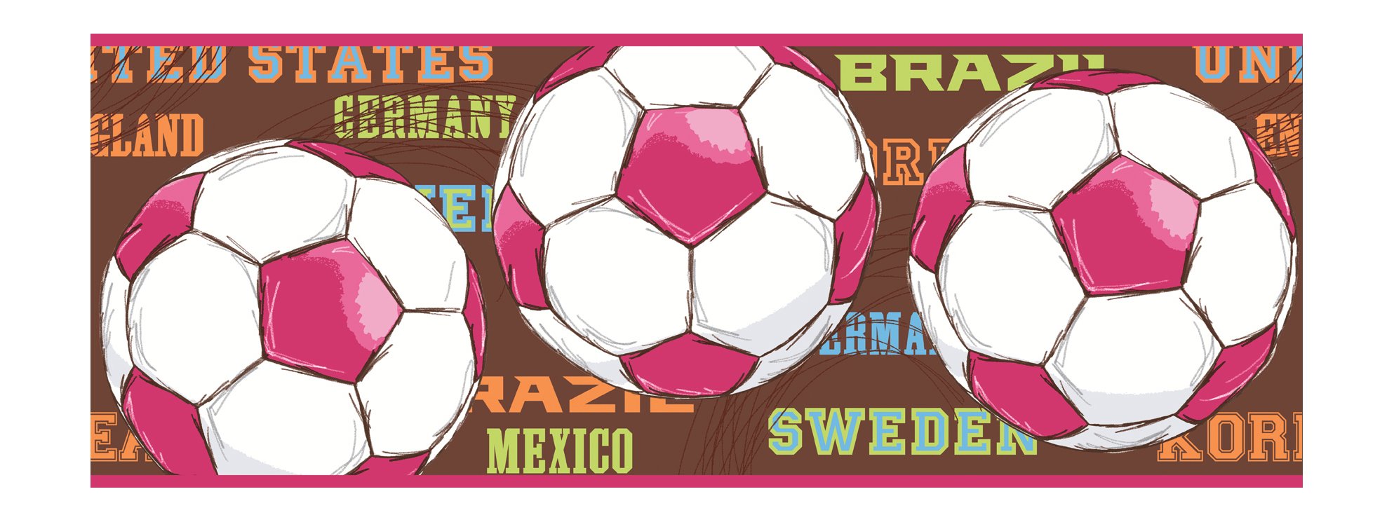Cenefa de papel pintado fútbol York JE3736BD autoadhesiva por agua marrón