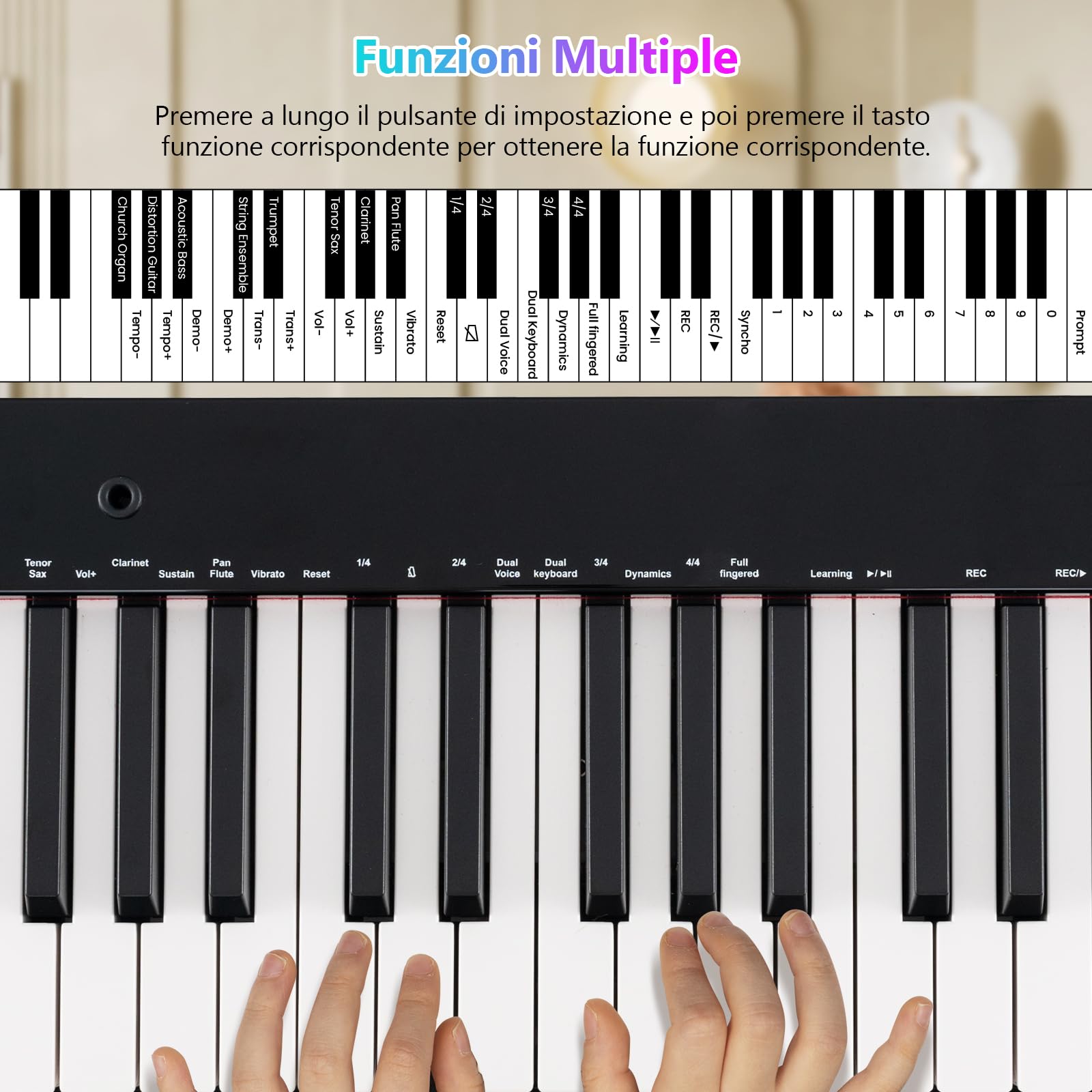 GYMAX Pianoforte Digitale 61 Tasti, Tastiera con Supporto e Sgabello Regolabili, Tasti Semi-Pesati, Funzione MIDI Audio Wireless, Leggio per Musica, Pedale Sustain e Borsa, Nero