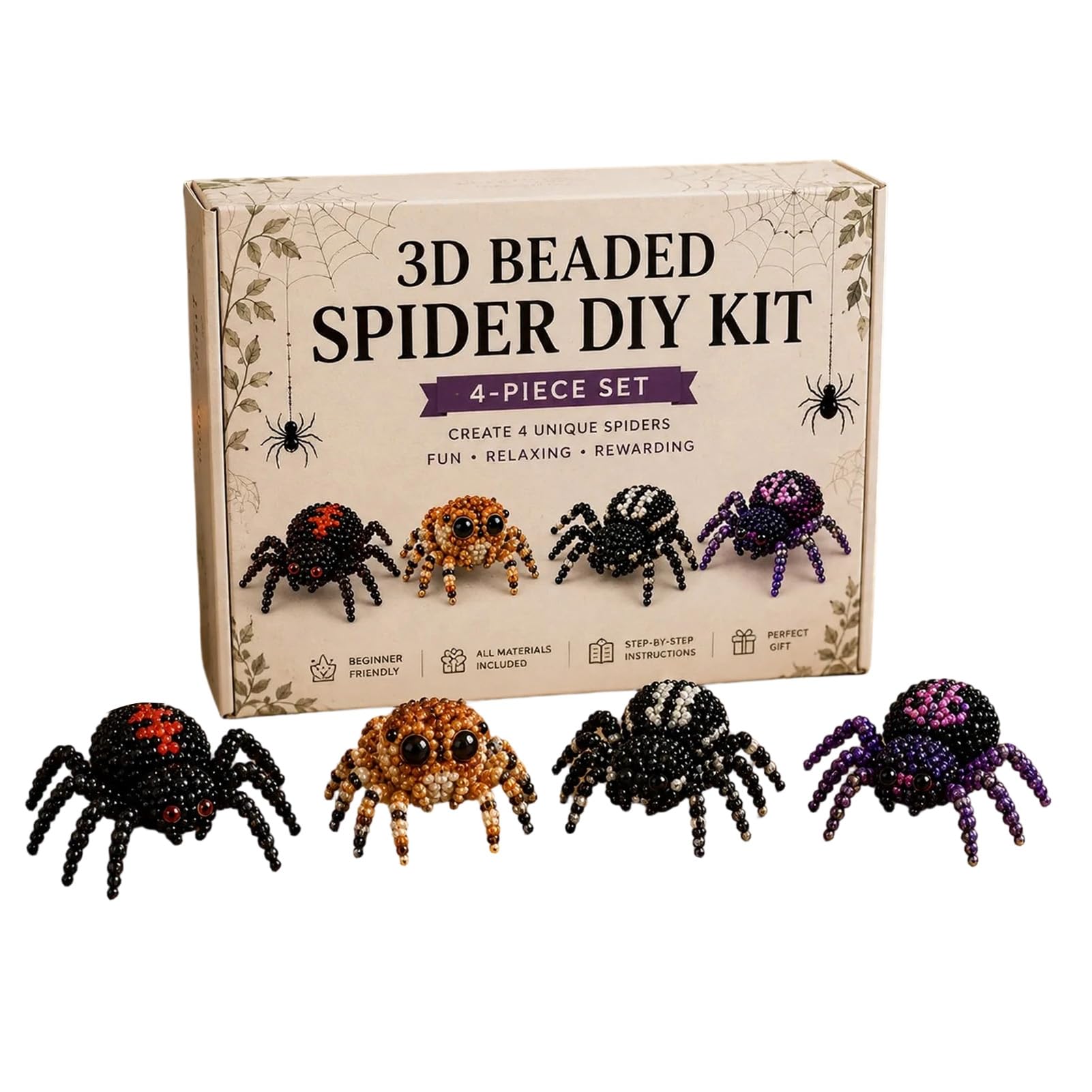 sugerou Beaded Animal DIY Kit 3D Bead Craft Set for Adults Beginners Creative Spider Octopus Orangutan Bird Art Project Includes Plastic Beads Instructions 24x18cm Indoor Hobby Activity Gift A1