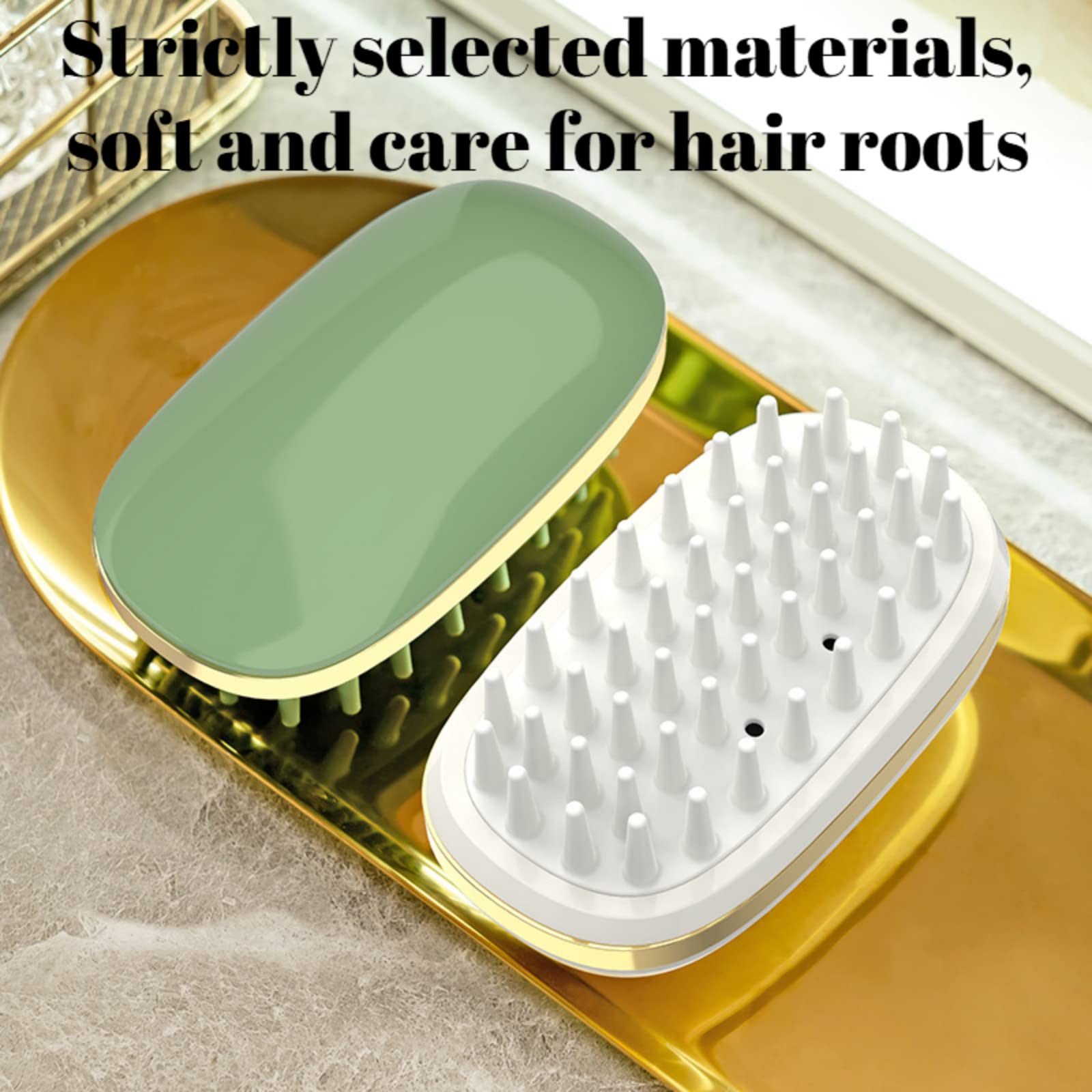 OVUTID Scalp Massager Shampoo Brush?Hair Scalp Massager?Shampoo Comb ?Shampoo Brush ?Silicone Soft Teeth Bath Shampoo Brush (Green+Green)