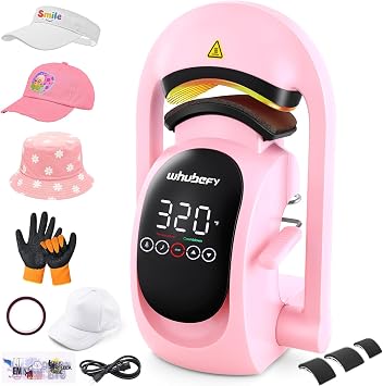 Whubefy 3-in-1 Auto Hat Press Machine, Hat Heat Press Machine, 3 Platens
