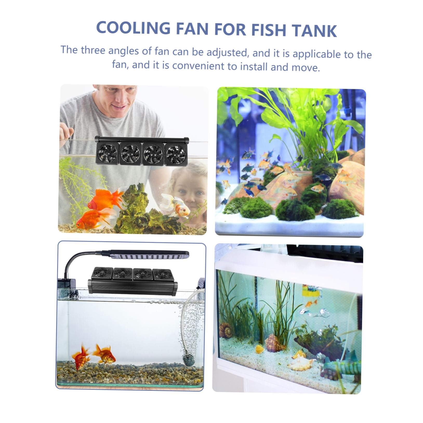Milisten Verstellbarer Aquarium Kühler Lüfter aus Kunststoff und Aluminiumlegierung zur Temperaturreduktion um 2-3 Grad für Sommerfest und Frische Sowie Salzwasser Aquarien