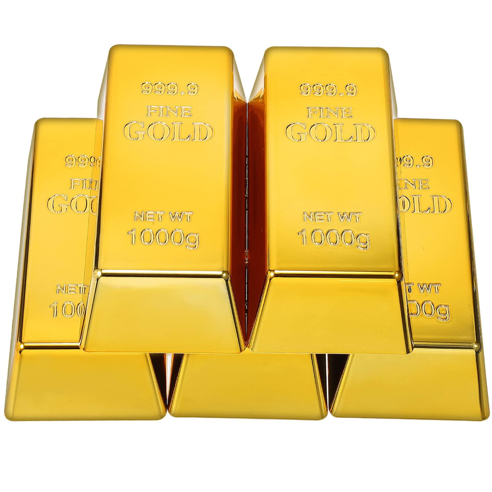 Lingotto d'oro Replica, 5 Pezzi Finti Lingotti d'oro, Lingotti d'oro in Plastica Fermaporta, Fermacarte, Lingotto d'oro Replica per Film Prop novità Regalo Scherzo Scena del Tesoro (1000g)