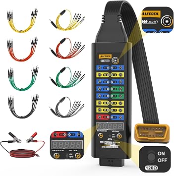 OBD2 Brakeout Box,Upgraded OBDII Protocol Detector with Voltage Display, LED Indicator,120 CAN Resistor for Communication/Power/Ground Detection & ECU Data Access/testing,Works with Scanner/Multimeter/Oscilloscope,16-Pin CAN