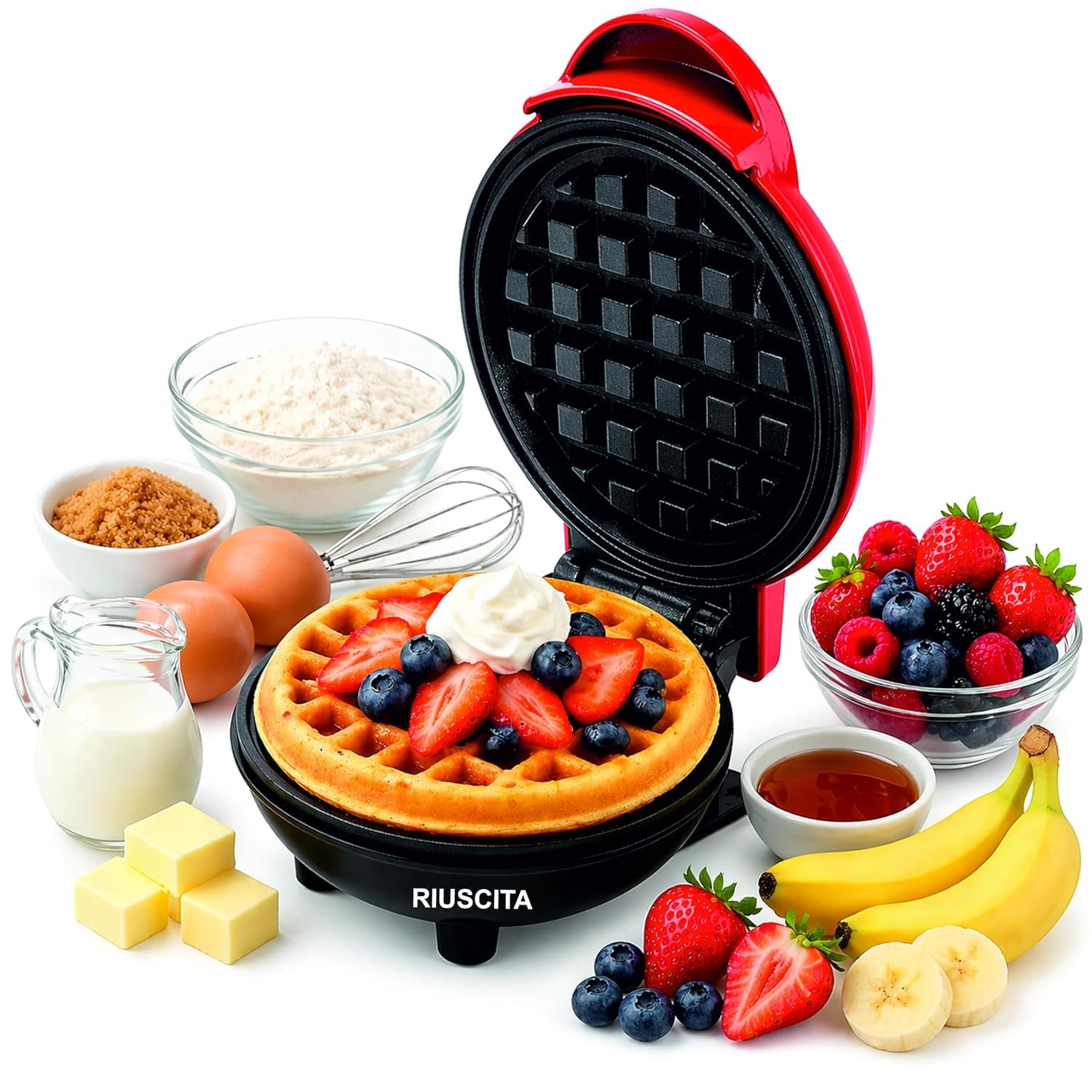 Waffle Maker 3-in-1 Waffle Iron Machine 4 Inch Non-Stick Waffle Machine for Home Sandwich, Pancake & Dessert Maker Easy to Clean Electric Waffle Maker Kitchen Appliance-image-42