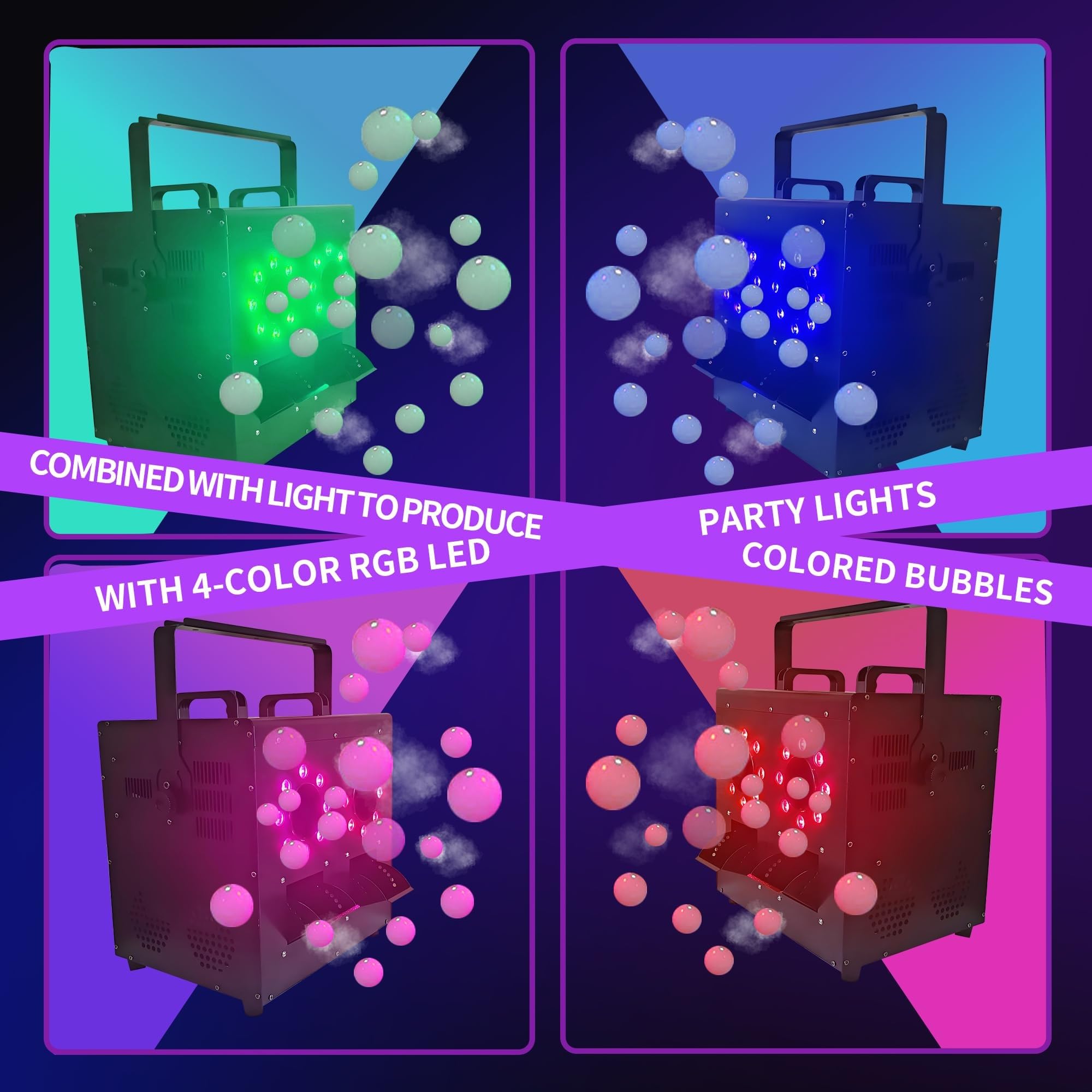 Macchina per bolle di nebbia ad alta potenza con luci a LED, doppi ugelli per migliorare l'atmosfera delle feste ad Halloween, compleanni ed eventi natalizi