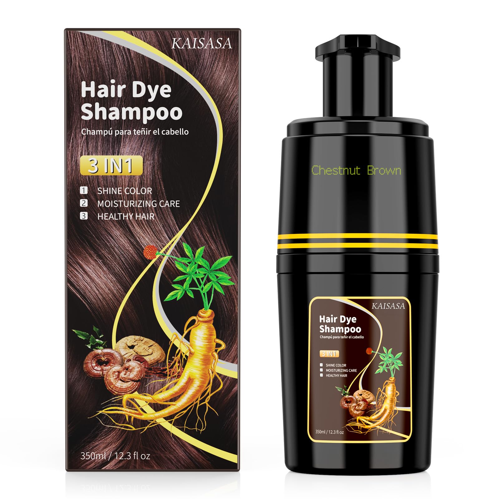 Amazon.com : KAISASA Chestnut Brown Hair Dye Shampoo 3 in 1, Hair