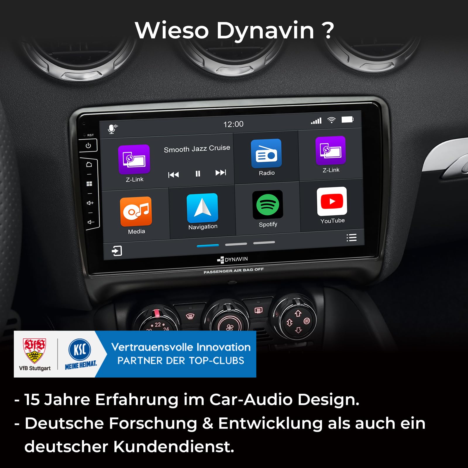 DYNAVIN Android Autoradio Navi für Audi TT 2006-2014, 9 Zoll Radio mit Wireless Carplay und Android Auto | Head-up Display | Inkl. DAB+: D9-TT Premium Flex