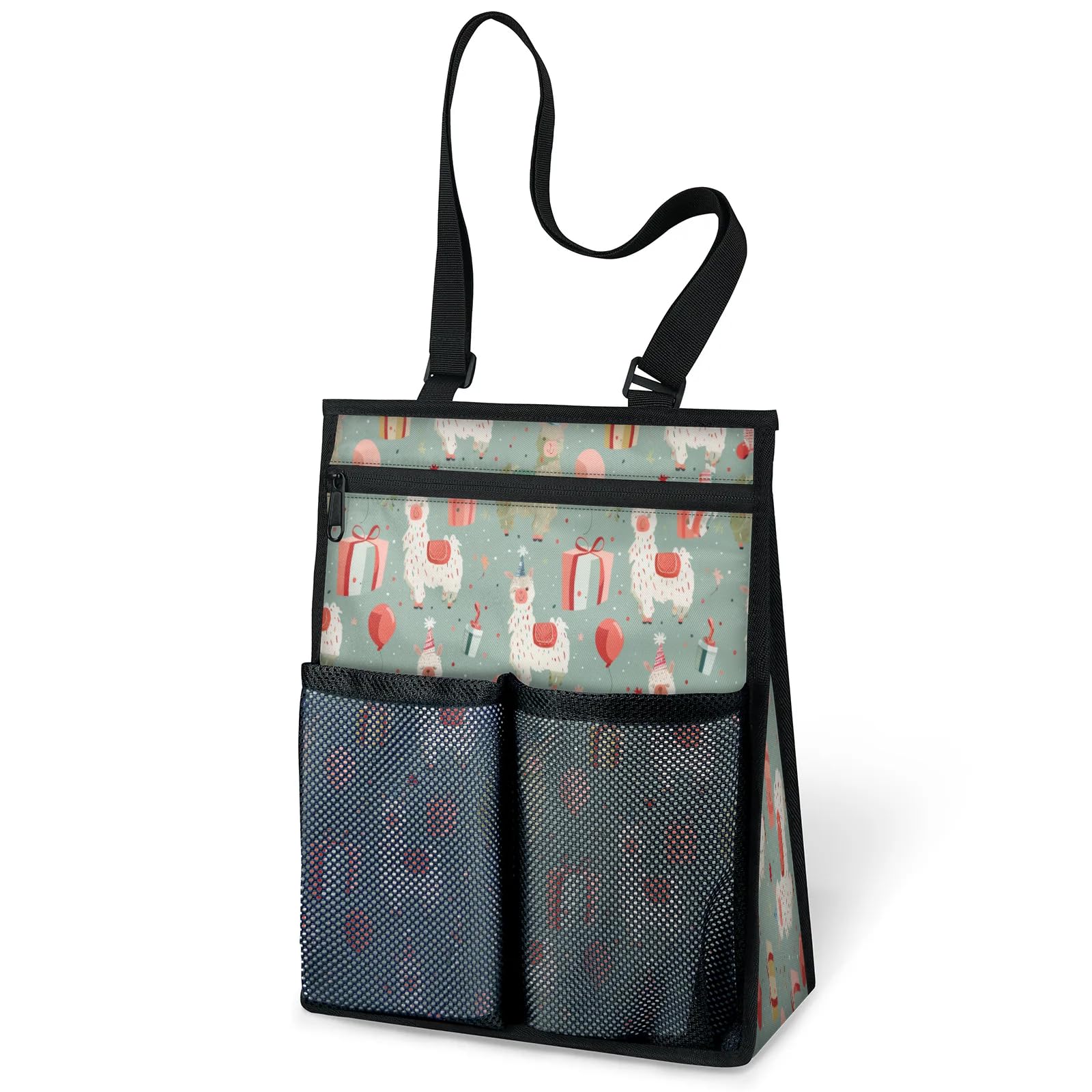 Ourtheme Funny Llama Portable Shower Bag for Travel Gym Camp Beach Tote Shower Caddy Bags Hanging Toiletry Organizer
