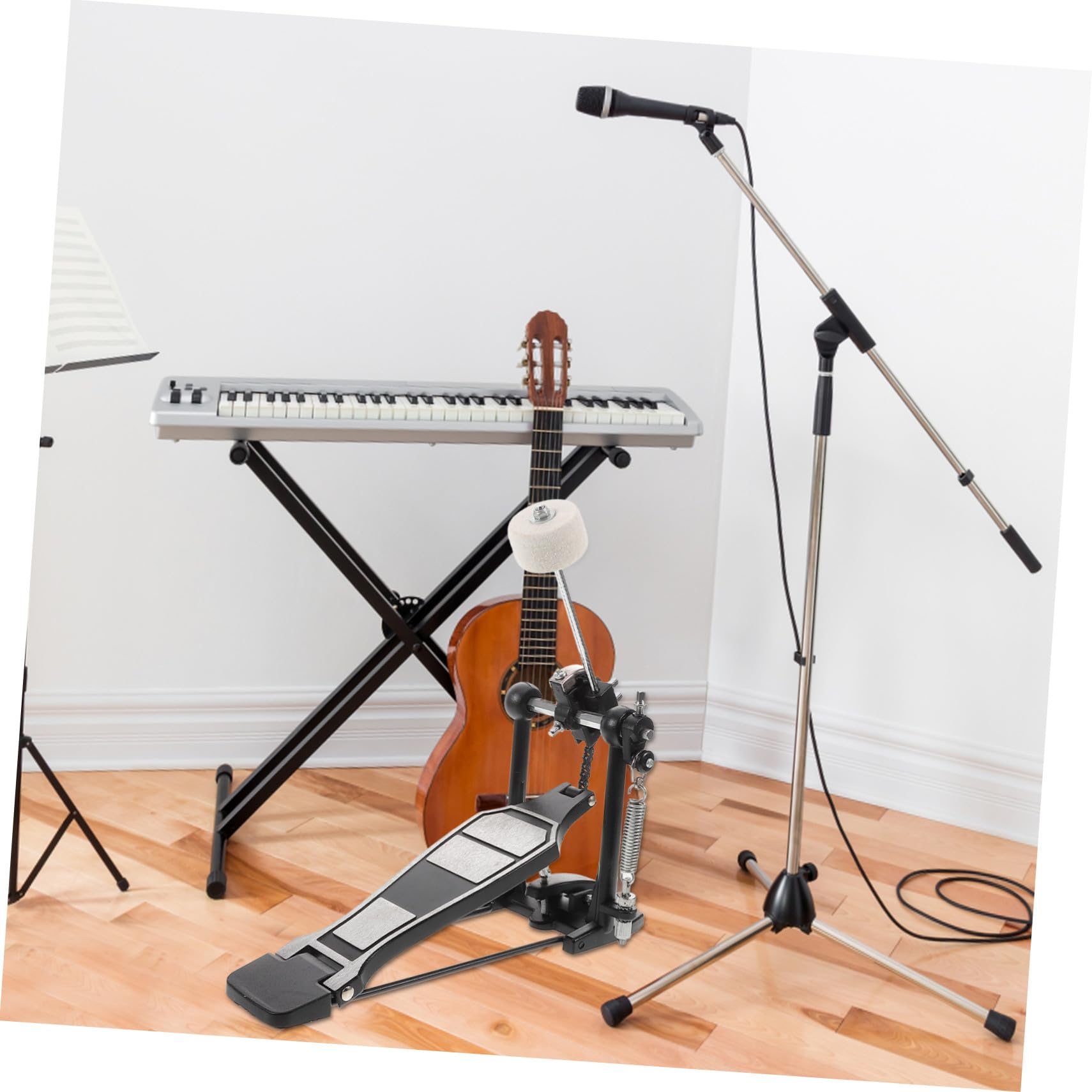 Pedale per Grancassa in Lega di Alluminio per Batteria Acustica e Jazz, Design Antiscivolo Portatile con Chiave per Tamburo, per Esercitazioni e Performance