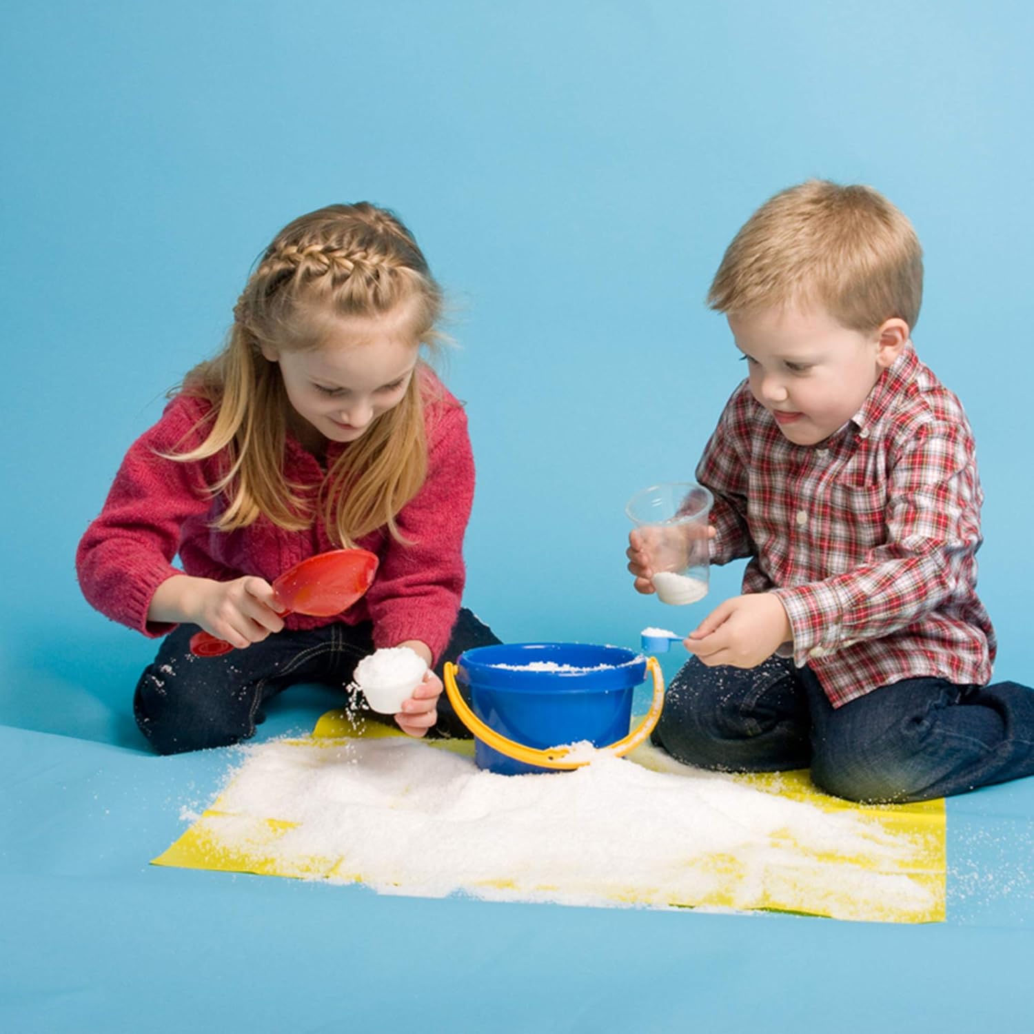 Be Amazing! Grow Snow Powder: Blizzard in A Bucket - Fake Snow for Cloud Slime - Makes Over 2 Gallon of Artificial Snow - W/ Plastic Bucket, Shovel & Mess-Free Play Mat for Kids