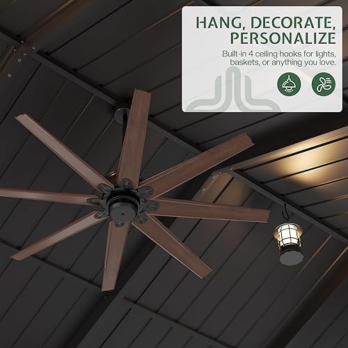 Miniatura 6 de Jocisland Cochera de madera de cedro de 12 x 24 x 9.5 pies con techo de acero galvanizado, pabellón de glorieta impermeable para exteriores, toldo