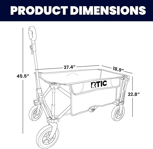 Miniatura 3 de RTIC Carrito utilitario plegable ultra resistente con ruedas todo terreno, plegable, portátil, plegable, carrito de tracción para camping, playa,