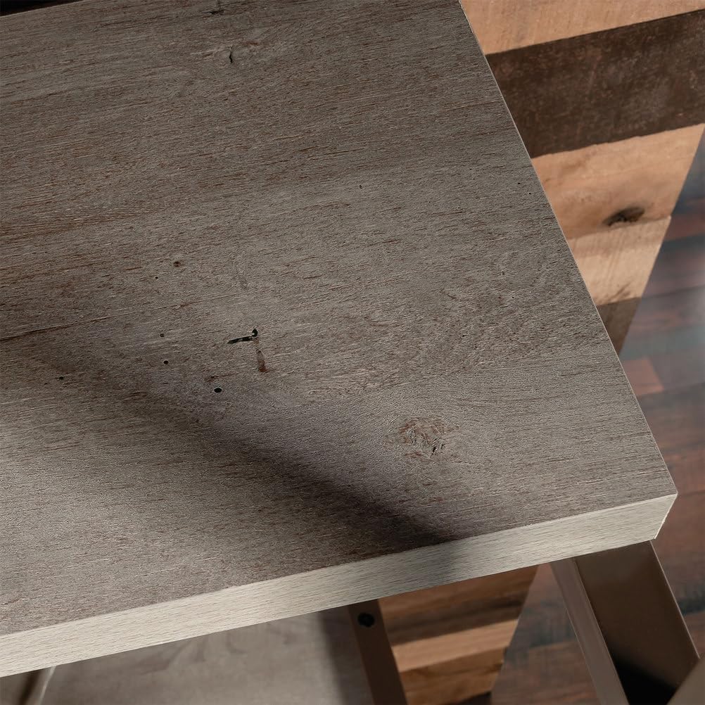 Desk Hutch with 1-Inch Thick Top, 60" Open Storage Shelf for Work Table, Metal Frame Hutch with Open Shelves, Brown & Grey