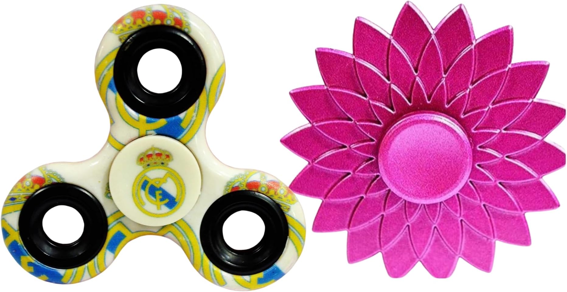 Hand Spinner Desk Toy - High Speed Smooth Finger Spin Sensory Fidget Stress Relief Game Play for Kids & Adults - Birthday Party Gift - Combo - Purple Lotus + Football FC