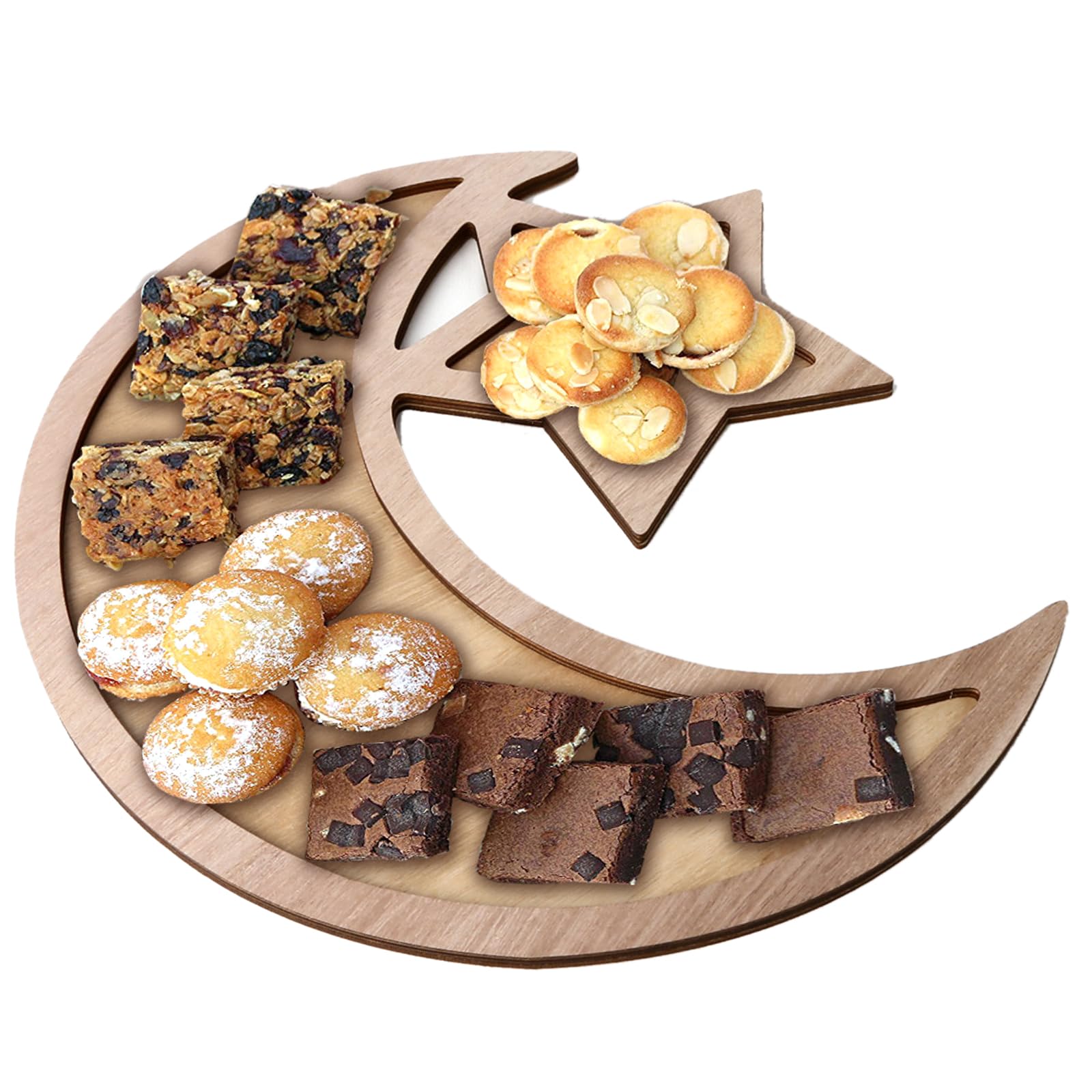 Eid Decor Wooden Serving Tray Star Dessert Food Decorations Gifts Eid Dessert