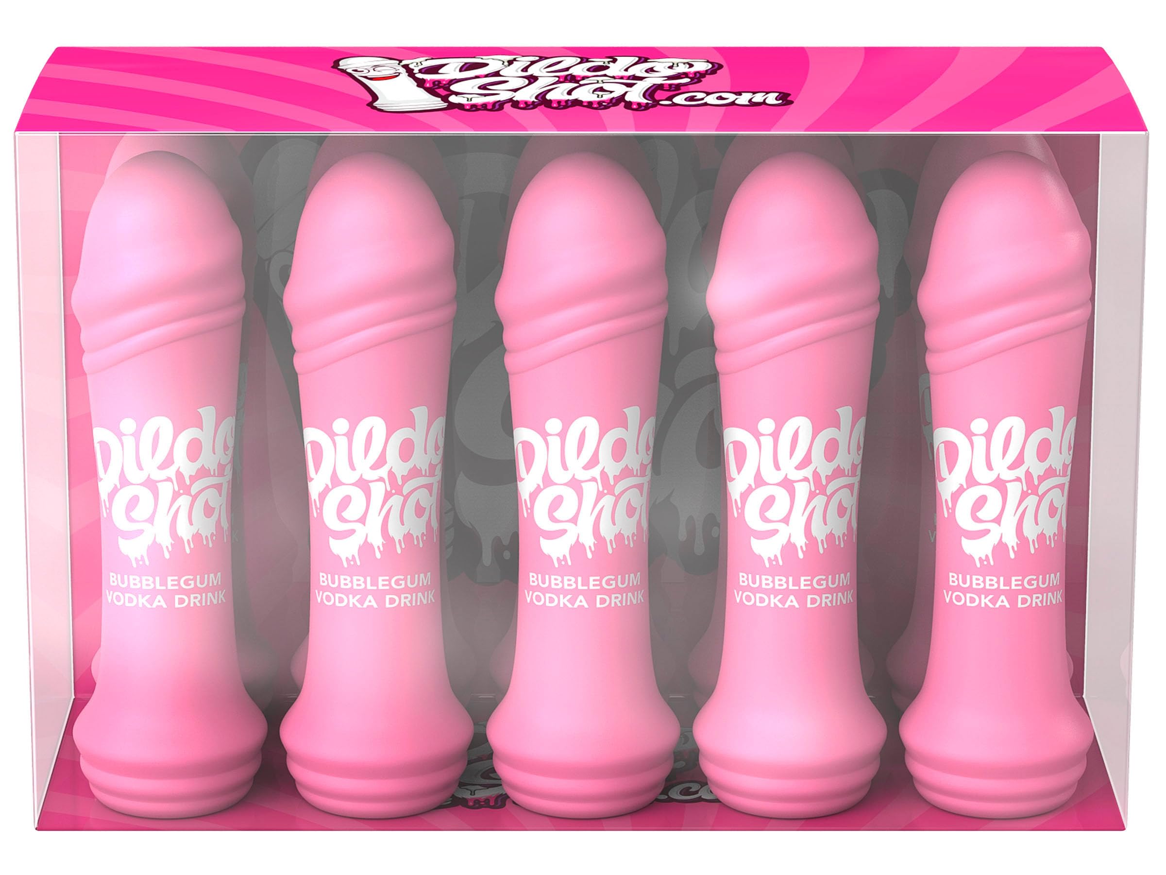 Dildo Shot Bubblegum Vodka | 10 × 0,02 L | 10% Vol. | Süßer Party Shot mit Kaugummi-Geschmack | Spaßiges Geschenk & Gag-Drink für Partys