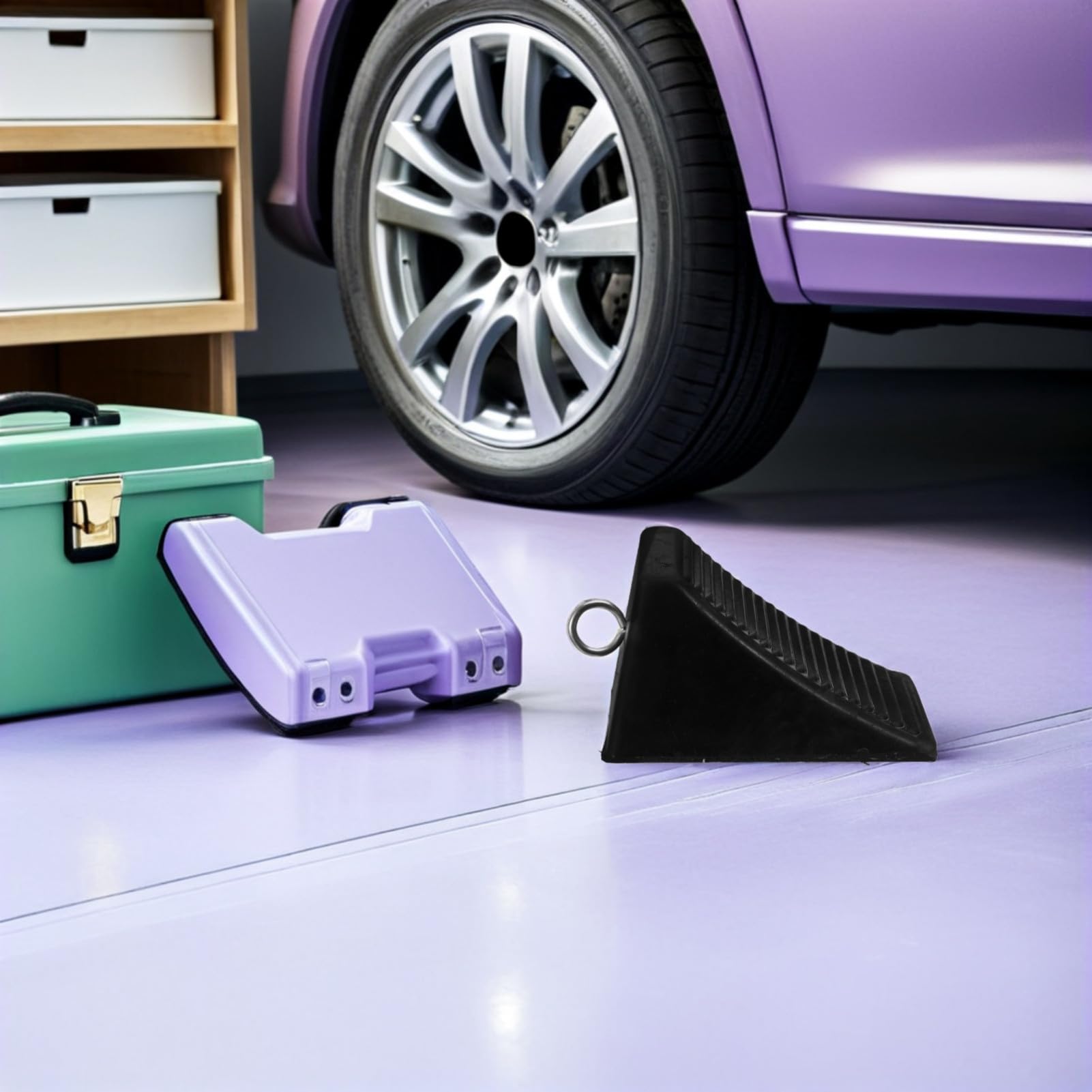 2stücke Reifenkeile für Auto Gummi-radstopper für Garage Parkbordstein Antirutschmatte für Bodenparken Gummiparkblock