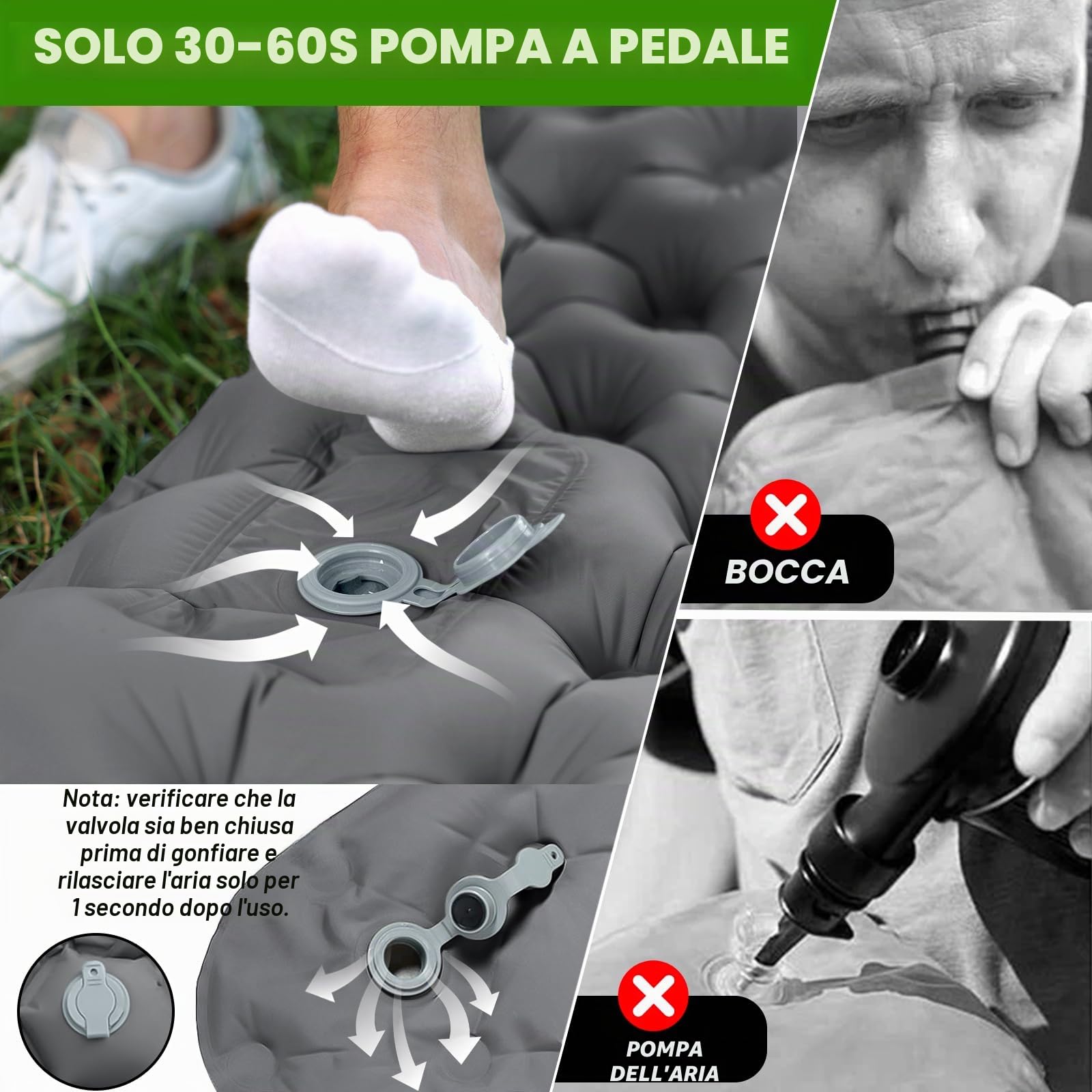 Materassino Doppio Autogonfiante per Campeggio, Materassino Autogonfiabile con Pompa a Pedale, Ultraleggero Materasso Gonfiabile Campeggio con Cuscino per Outdoor, Arrampicata, Campeggios,Pesca