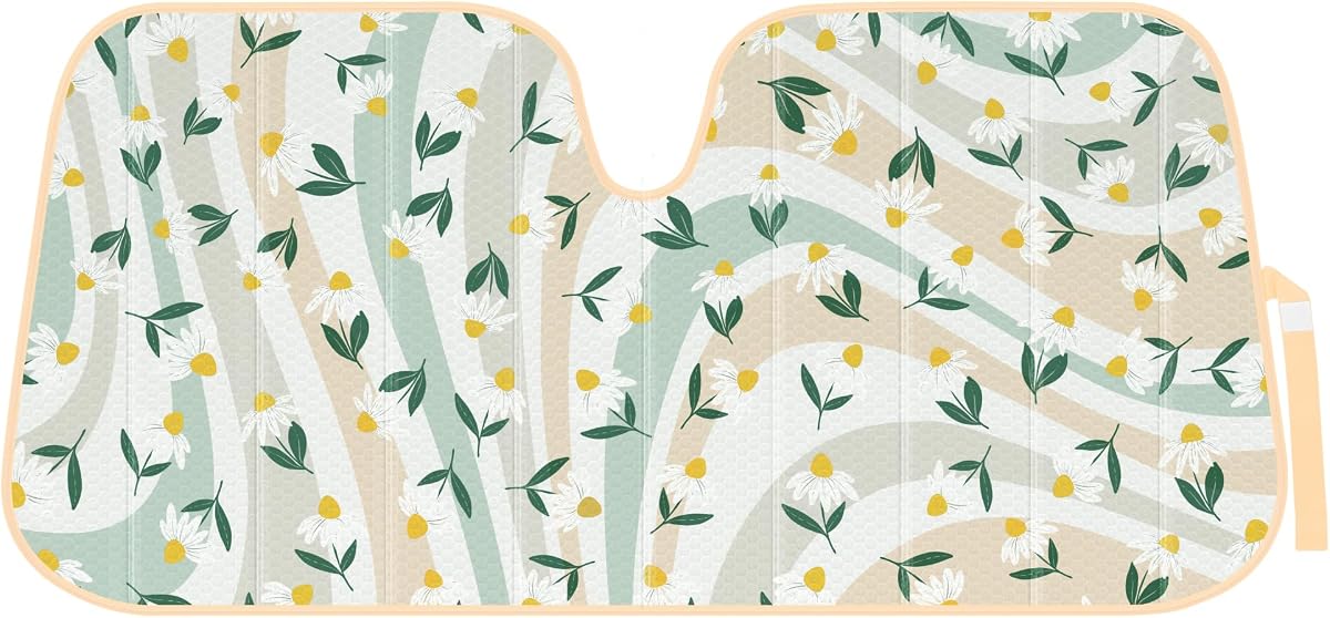Carbella Sage Floral Car Windshield Sun Shade - Sun Visor Sunshade for Car Windshield - Window Shades for Cars, SUV & Truck - Dash Cover UV Protection for Front Window Shade Accessories - 57" x 27"