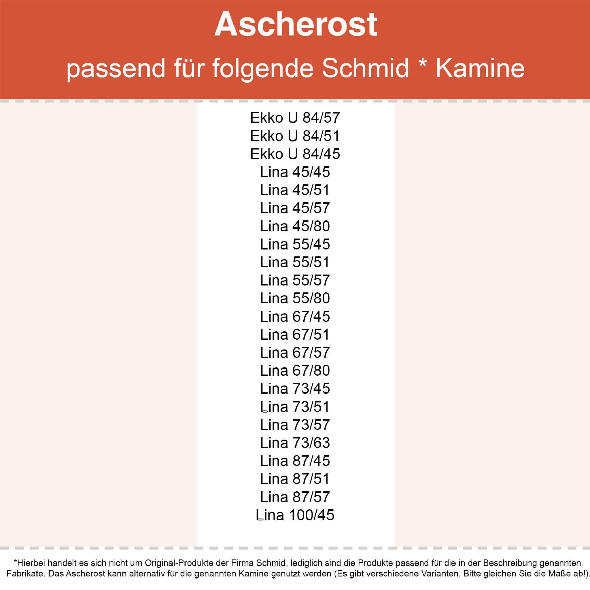 Kaminrost/Ascherost Eckig 232 x 174 x 15 mm passend für Schmid ** Kaminöfen inkl. Modellübersicht - Ascherost Kamin aus massivem Stahl - Feuerrost feuerfest & hitzebeständig
