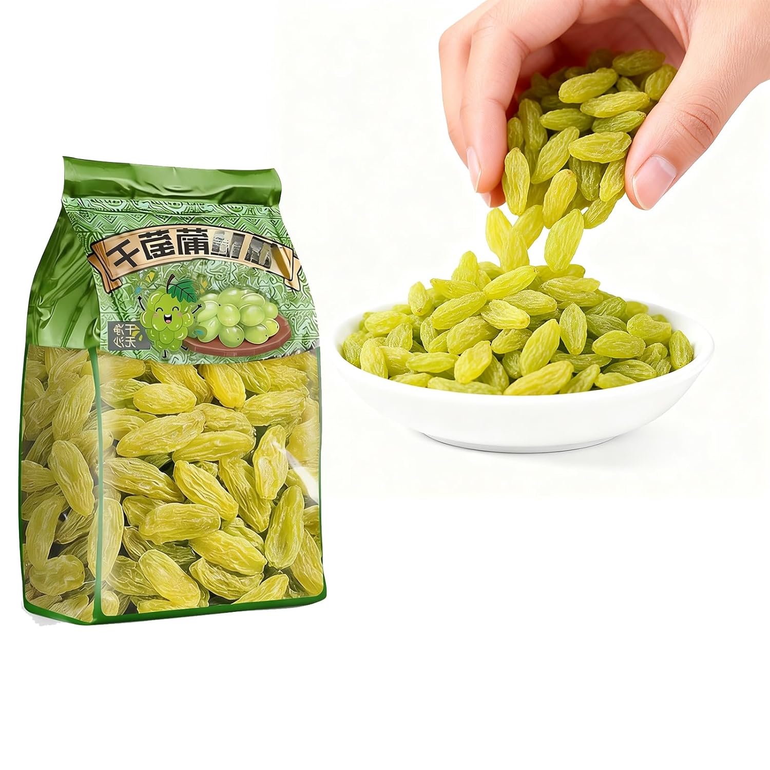 500g Plump Green Seedless Raisins - Soft & Sweet Dried Fruit Snack, Ready To Eat No Washing, Perfect For Baking, Oatmeal, Yogurt