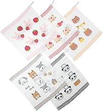 Muko Towel Pela Looped Towel Hand Towel Made in Japan, Izumisano Towel, Thin, Nursery School, Set of 5 (Girls Pattern)