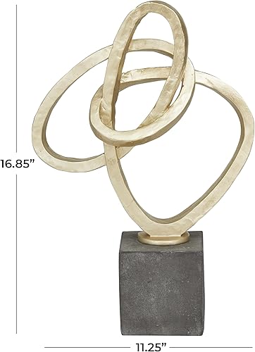 Miniatura 6 de Deco 79 Polystone - Estatua decorativa abstracta de eslabones para decoración del hogar con base negra, figura decorativa de 11 x 4 x 17 pulgadas,