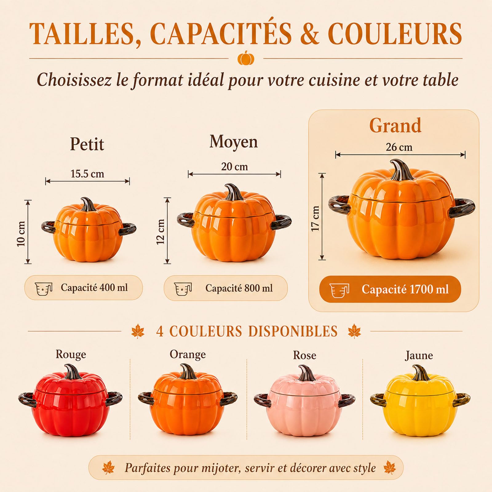 Cocotte Citrouille Marmite Citrouilles Cocotte Fonte Citrouille，Jaune：M