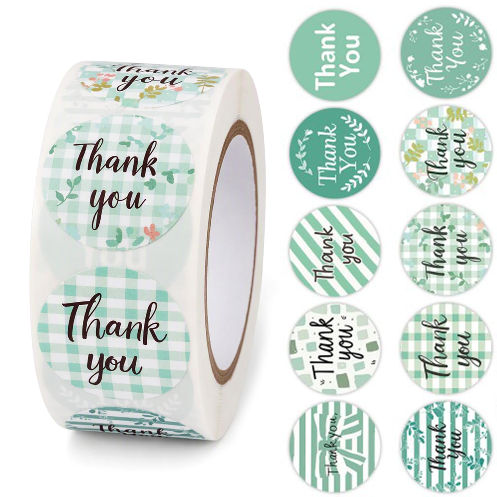 500 Pcs Thank You Stickers 1 Inch Round Thank You Labels ，Green