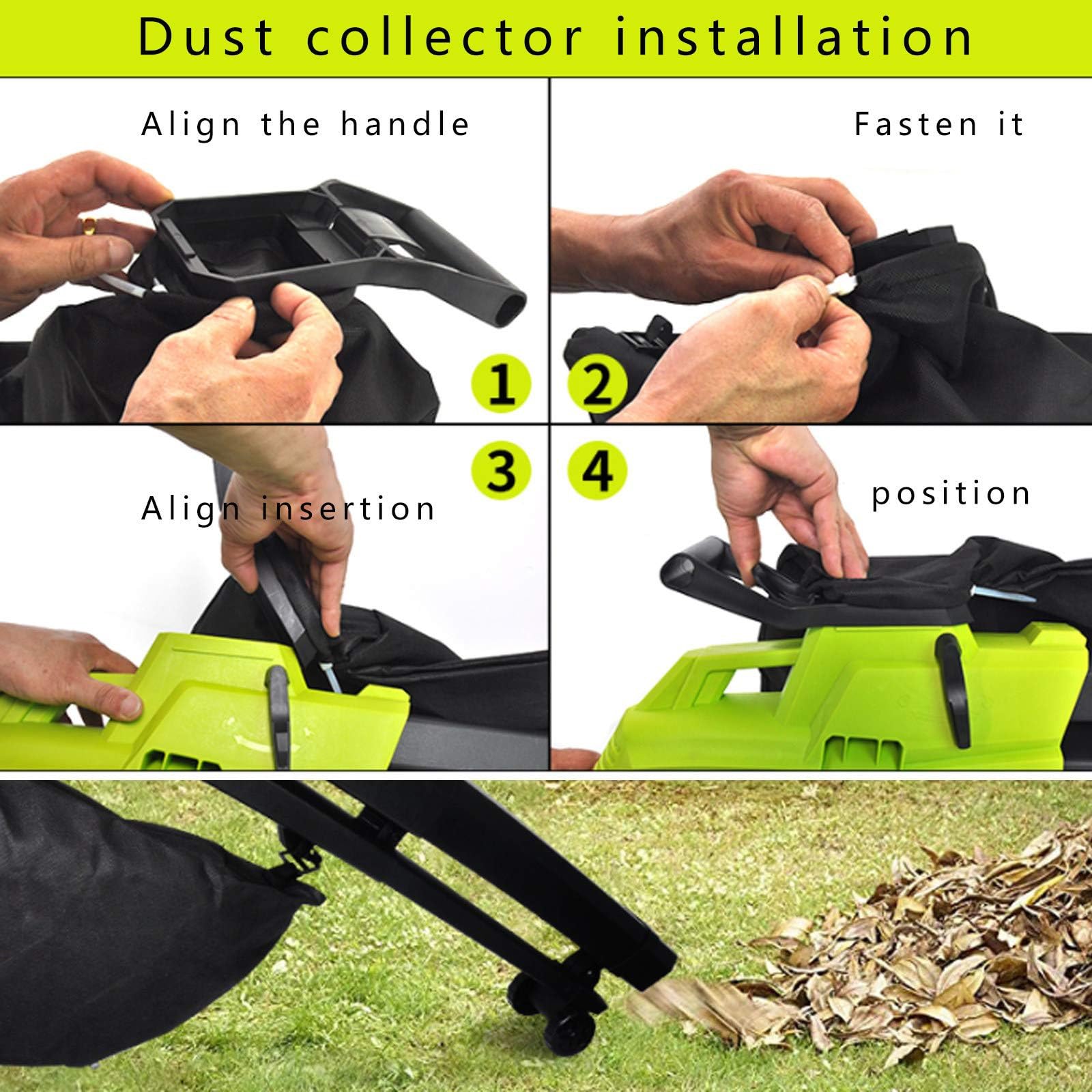 Soplador de hojas para jardín 3 en 1, trituradora de hojas de 3000 W con rueda y bolsa recolectora de 40 L, relación de trituración de 16:1, aspiradora de hojas de jardín de 13,2 m³/min(3m power cable
