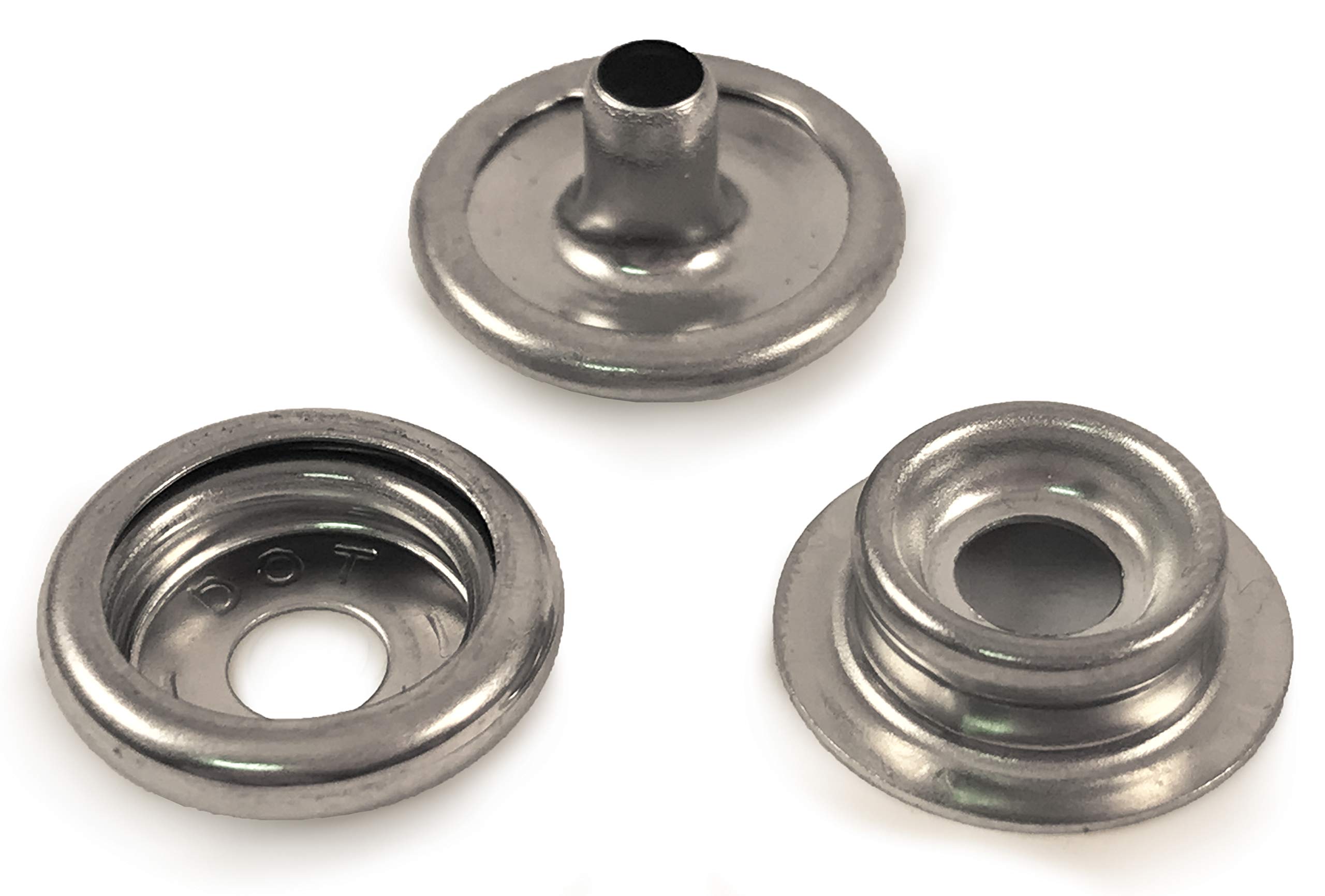10x DOT A4 Stainless Steel 3 Piece Press Snap Fastener Kit. Caps Sockets Studs for Boat Canopy Canvas Fixings Cover