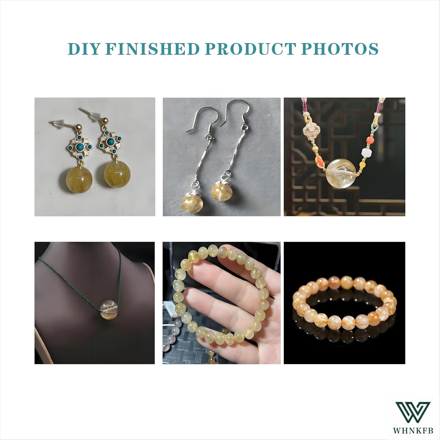 10mm 50PCS Natural Frosted Gold Rutilated Quartz Round Beads, Cotton-Like Included Loose Crystal Beads for Jewelry Making Craft - 4mm 6mm 8mm 10mm Options with Free Elastic Cord