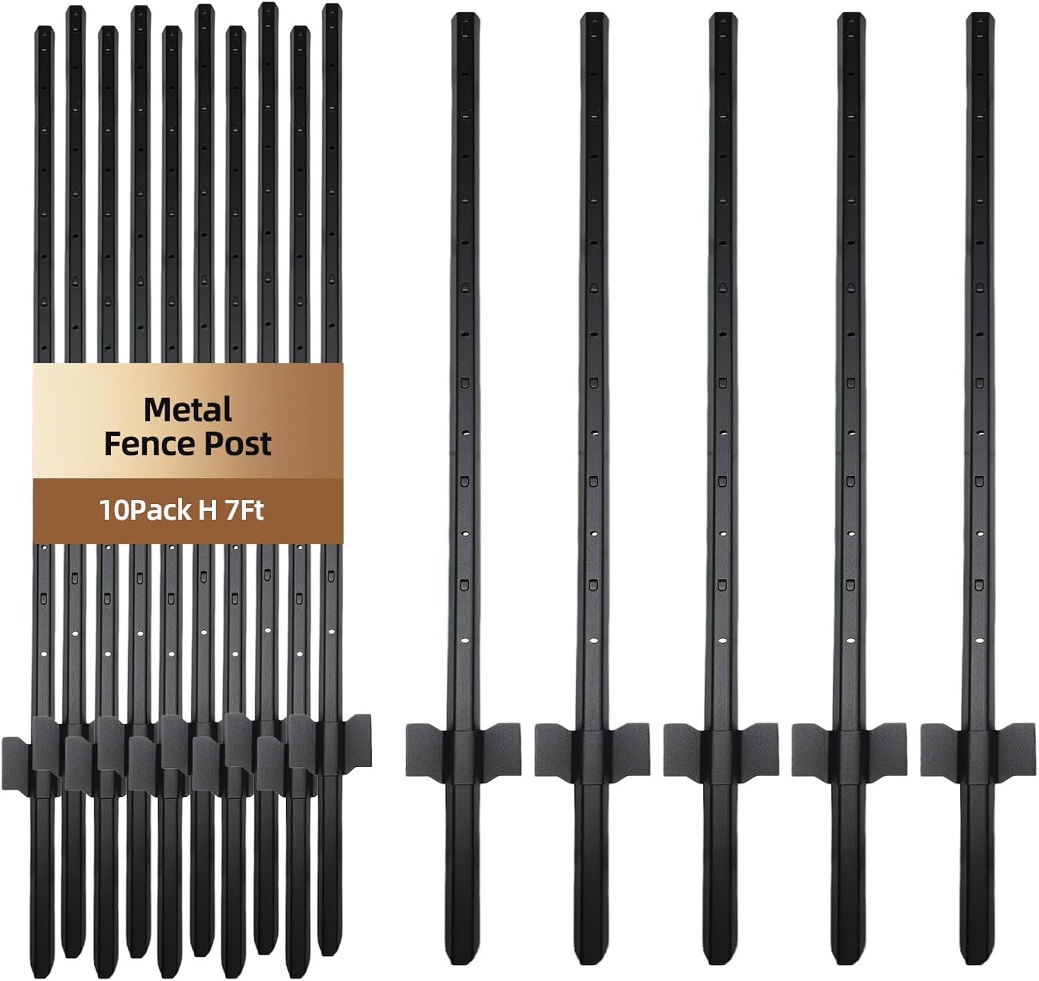 15 Pack Metal Fence Post, 7FT Heavy Duty Garden Fence Post for Wire Fence, Fence Posts No Dig U Post for Lawn, Garden, Farm
