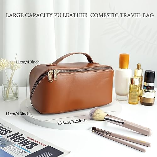 Miniatura 2 de Bolsa de cosméticos de gran capacidad, bolsa de almacenamiento de cosméticos de viaje con asa, bolsa de cosméticos portátil con cremallera, bolsa de