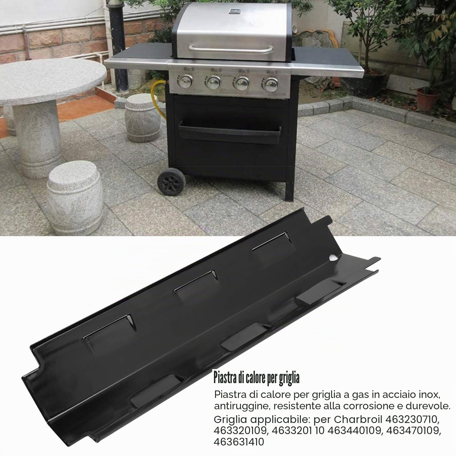 2 Pezzi Tende Termiche per Grill, Tende Termiche Universali di Ricambio in Acciaio Inossidabile per Grill a Gas, Parti di Ricambio per Barbecue Domatore di Fiamma