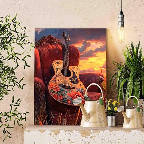 Miniatura 9 de Aihonmin Pintura por números para adultos, música de guitarra, pintura acrílica de acuarela por números para niños principiantes, pintura abstracta