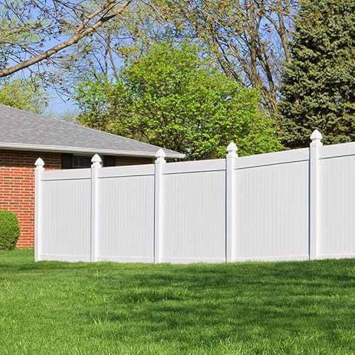 2 Pcs Privacy Fence Panels (6ft.H x 6ft.W), 1Pcs Fence Gate 4ft Width, 2 Pcs Corner Post for White Vinyl Routed Fence Caps Included