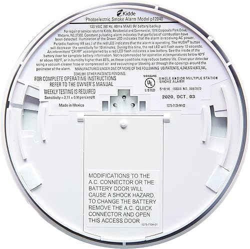 Miniatura 4 de Kidde Detector de humo, alarma de humo cableada con batería de reserva de 9 voltios, botón de reinicio de prueba, capacidad de interconexión, 1