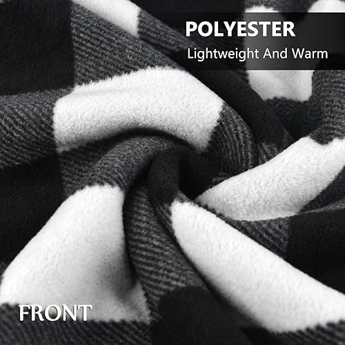Miniatura 6 de forestfish Manta de Vellón Vestible, Manta de Regazo a Cuadros Poncho Cómodo Tipo Manta con Botones para Cama Sofá Oficina, Negro-Blanco
