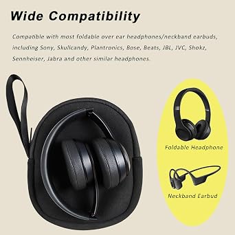 Headphone Bag for Travel Carrying, Lightweight Headset Storage Case Pouch for Foldable Over Ear Headphones/Neckband Earbuds Compatible with Sony, JBL, Beats, Bose, Skullcandy, Plantronics
