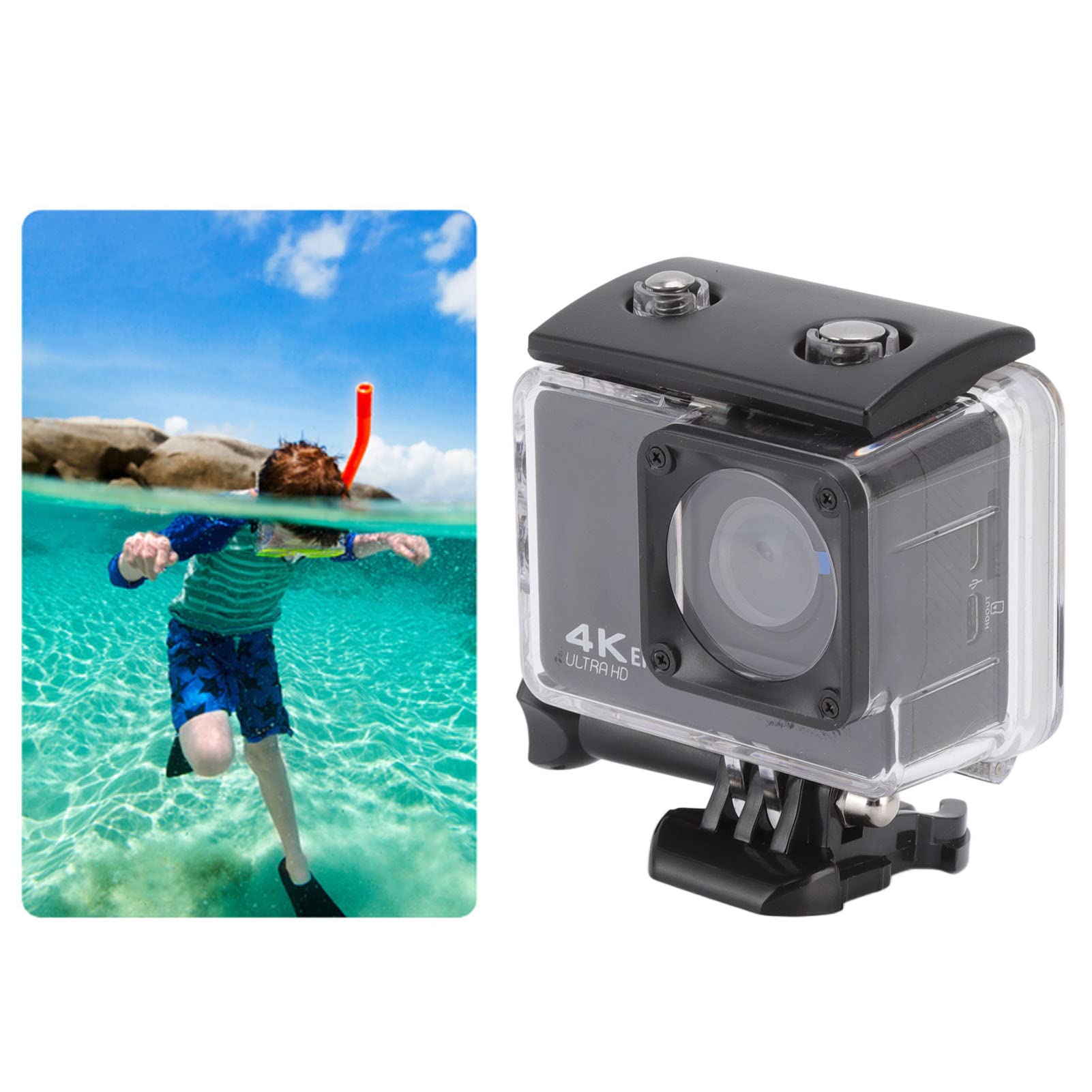 4K 24M HD Action-Kamera, 98FT/30M Wasserdichte Unterwasser-Sportkamera mit Eingebauter WiFi-Fernbedienung und HDMI-Schnittstelle, Tauch-Camcorder mit Festem EIS-Zubehör, Zum Radfahren, Schwimmen, Tauc